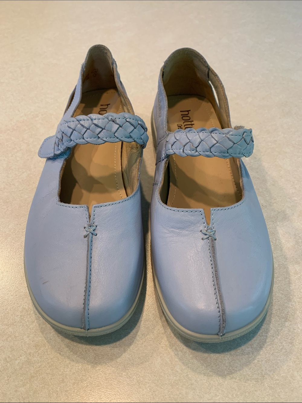 hotter Shake II Leather Light Blue Braided Velcro Strap Mary Jane Women’s Size 8